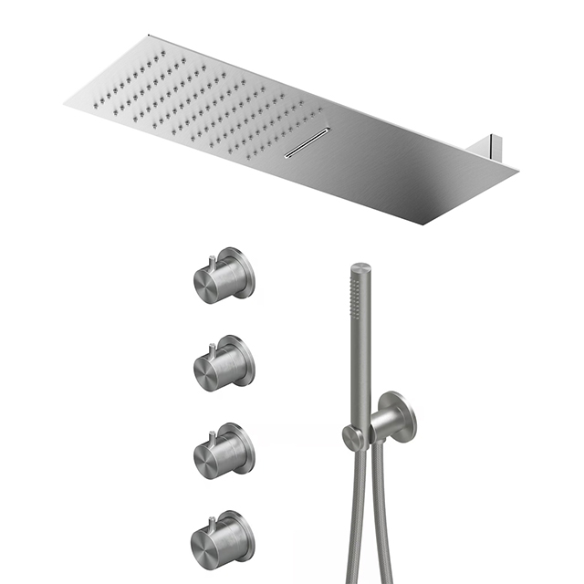 콰드로 THERMOSTATIC(자동온도조절) 3WAY 믹서 1250AS / MARINER 2기능 사각벽헤드 SET 이미지