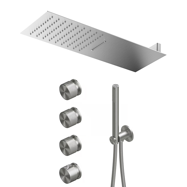 콰드로 THERMOSTATIC(자동온도조절) 3WAY 믹서 1650AS / MARINER 2기능 사각벽헤드 SET 이미지